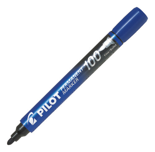 Marcador Permanente Sca100 Fino Azul
