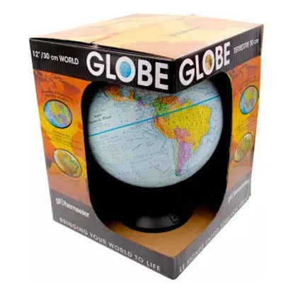 Globo Terráqueo Azul Con Relieve Base/arco Plástico 30 Cm