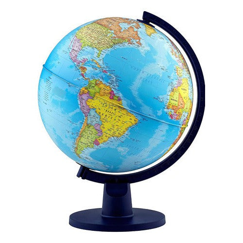 Globo Terráqueo Azul Con Relieve Base/arco Plástico 30 Cm