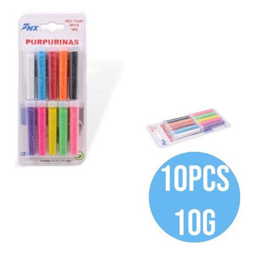 Set 10 Tubos Frascos Purpurinas Escarcha Colores