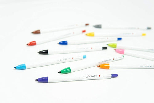 Marcador Retráctil Clickart Estuche 12 Piezas Zebra