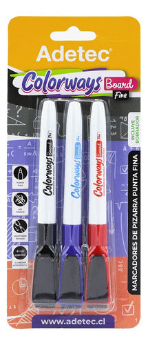 Set 3 Plumones De Pizarra Punta Fina Colores