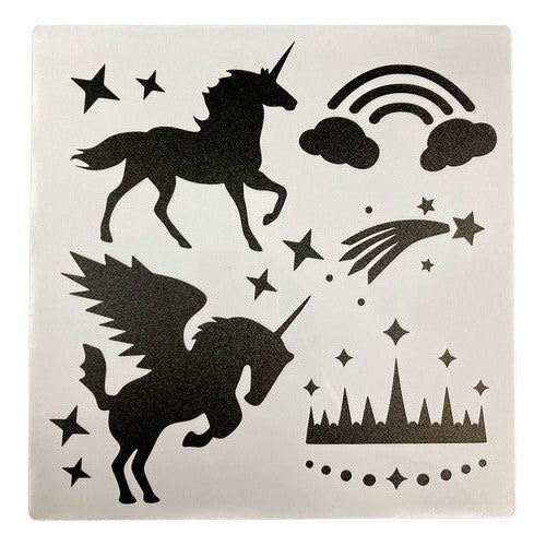 Plantilla Stencil 20x20 Cm Diseño Unicornio