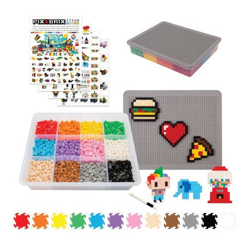 Contenedor 3.000 Piezas, 12 Colores Pix Brix