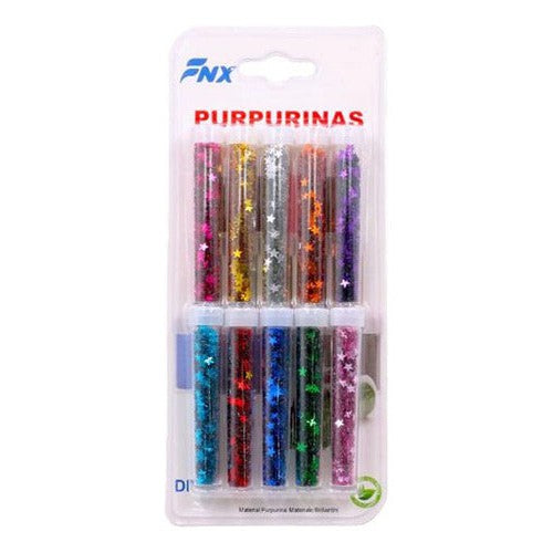 Set 10 Tubos Frascos Purpurinas Escarcha Colores