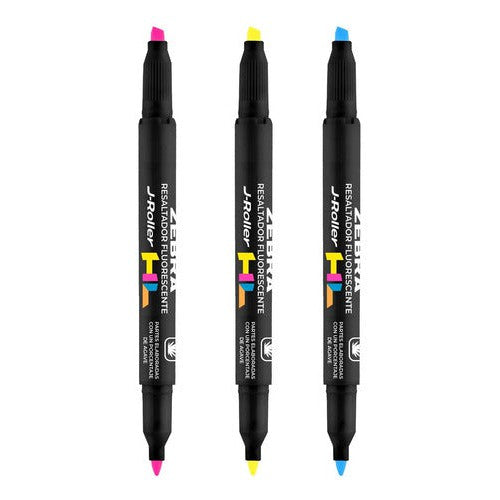 Destacador Doble Punta Tinta Fluorescente Zebra J-roller