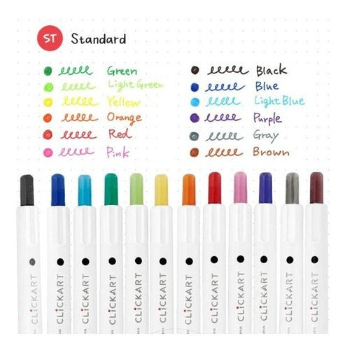 Marcador Retráctil Clickart Estuche 12 Piezas Zebra