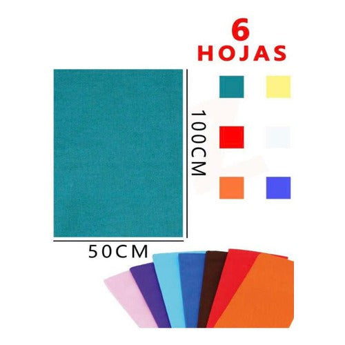 Carpeta Papel Crepe 6 Pliegos 6 Colores