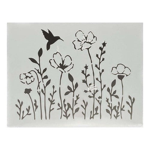 Plantilla Flexible Stencil 15x12.5cm Diseño Flores Primavera