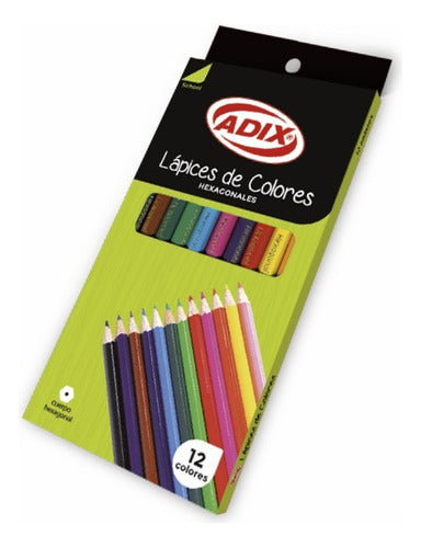 12 Lápices De Colores Hexagonales Adix
