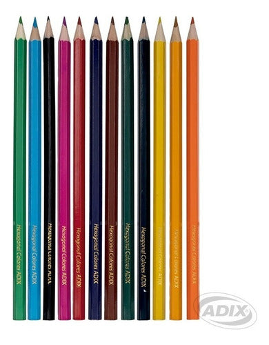 12 Lápices De Colores Hexagonales Adix