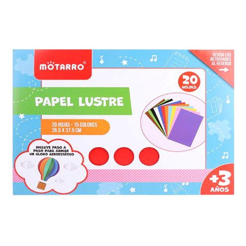 Carpeta Papel Lustre 20 Pliegos 15 Colores