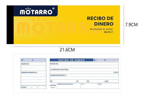 Talonario Recibo De Dinero 50 Hojas