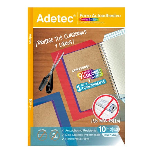 Forro Autoadhesivo En Pliego Mix 10 Colores Adetec