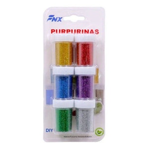 Set 6 Frascos Purpurinas Escarcha Colores