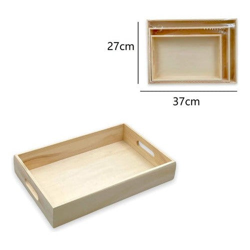 Pack 3 Bandejas De Madera Para Manualidades