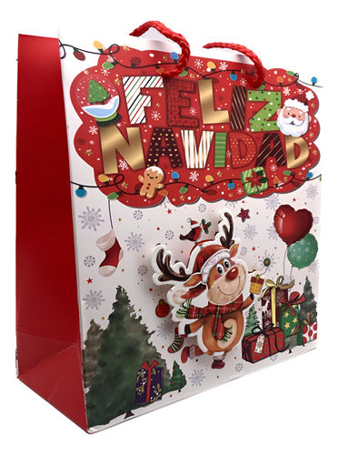 Bolsa De Regalo Grande Navidad 31x42x12 Cm