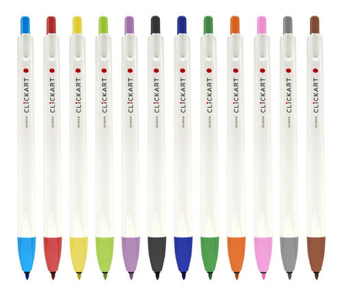 Marcador Retráctil Clickart Estuche 12 Piezas Zebra