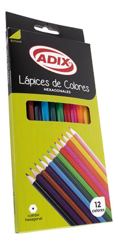 12 Lápices De Colores Hexagonales Adix