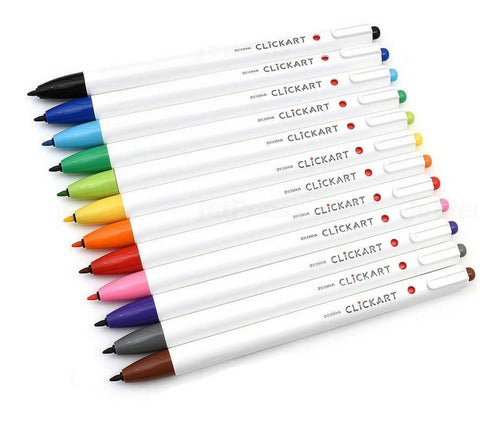 Marcador Retráctil Clickart Estuche 12 Piezas Zebra