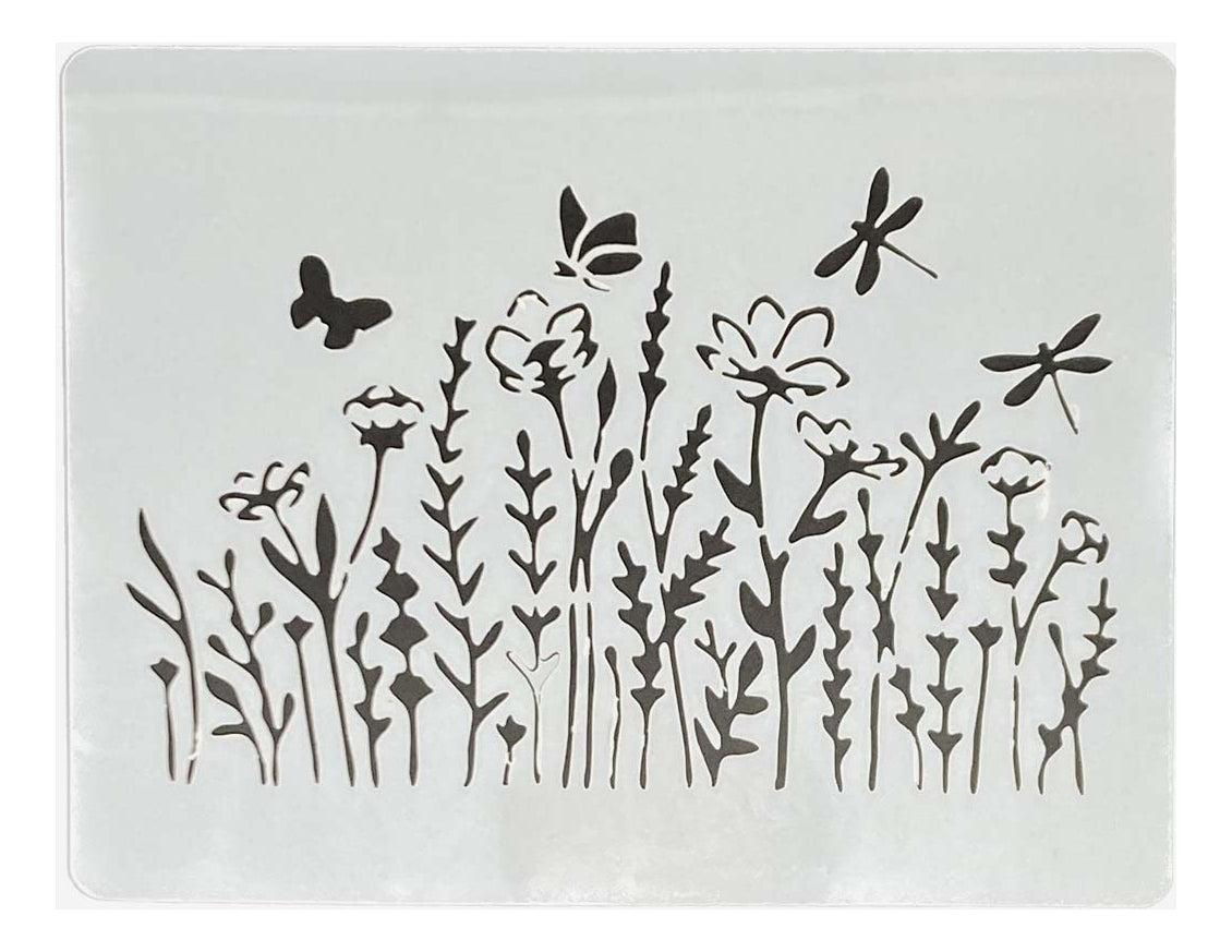 Plantilla Flexible Stencil 15x12.5cm Diseño Flores Primavera