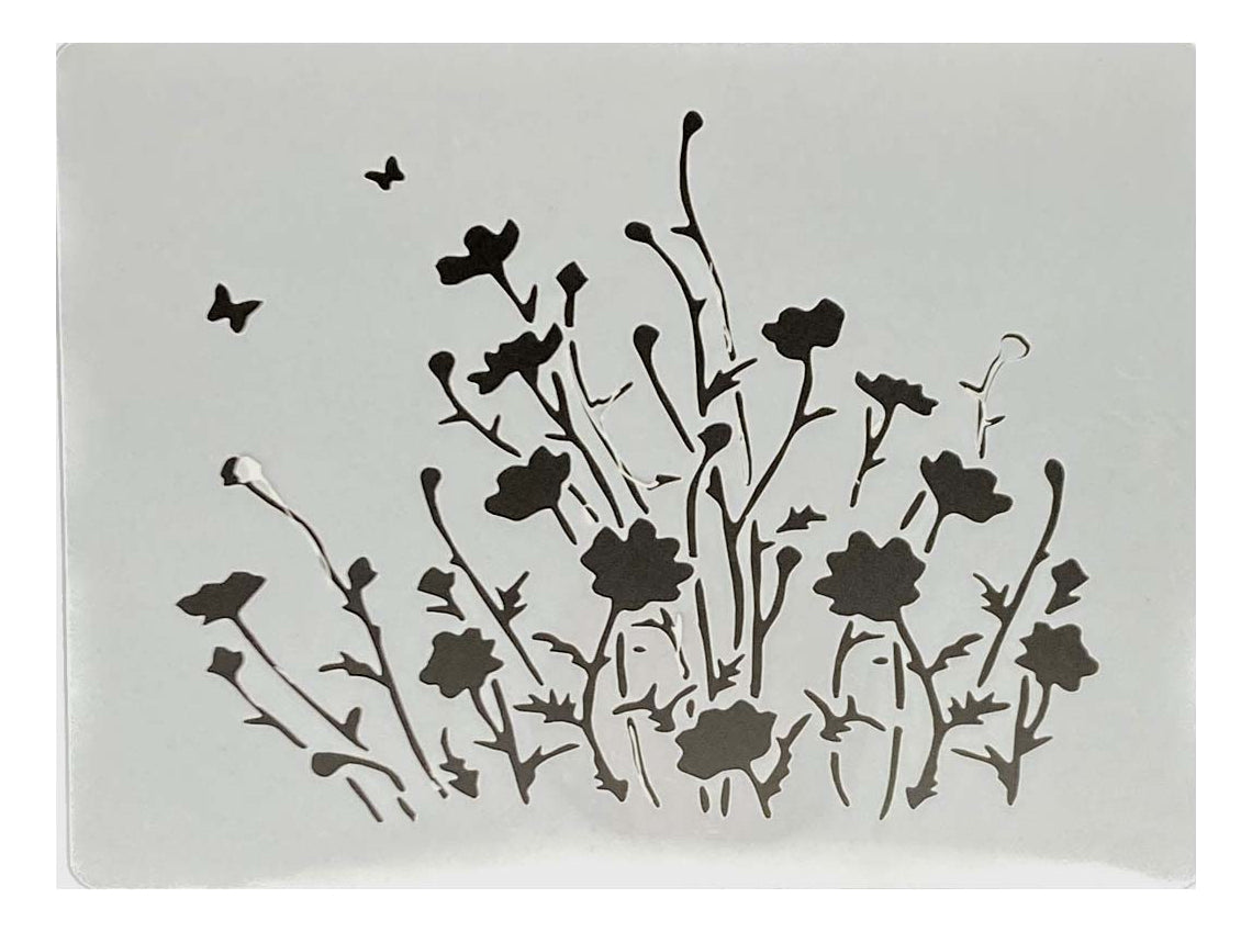 Plantilla Flexible Stencil 15x12.5cm Diseño Flores Primavera