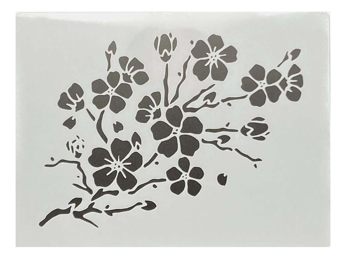Plantilla Flexible Stencil 15x12.5cm Diseño Flores Primavera