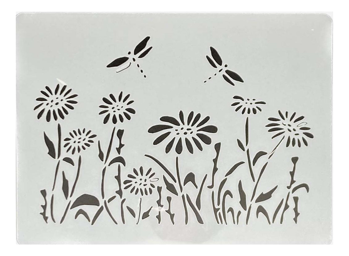 Plantilla Flexible Stencil 15x12.5cm Diseño Flores Primavera
