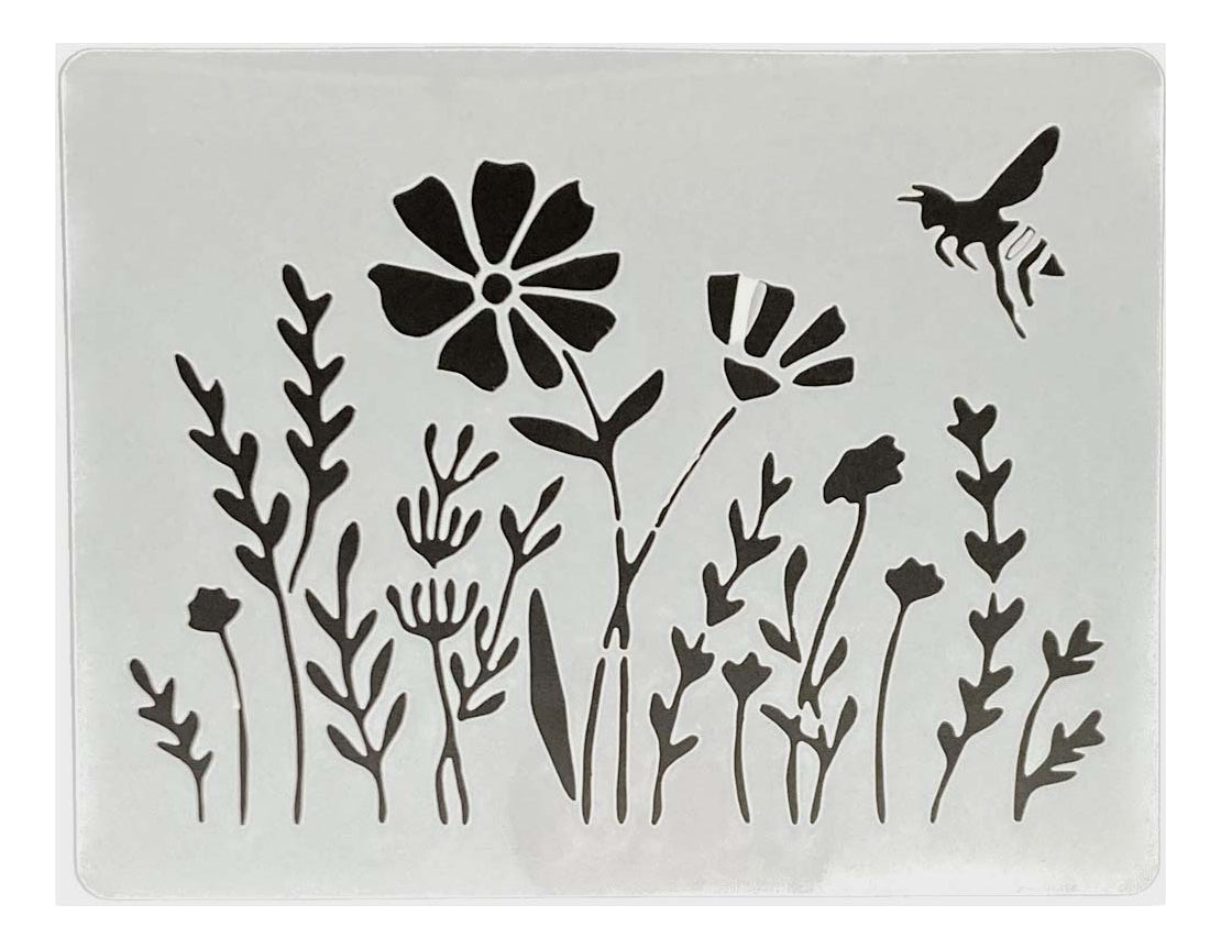 Plantilla Flexible Stencil 15x12.5cm Diseño Flores Primavera