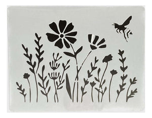 Plantilla Flexible Stencil 15x12.5cm Diseño Flores Primavera